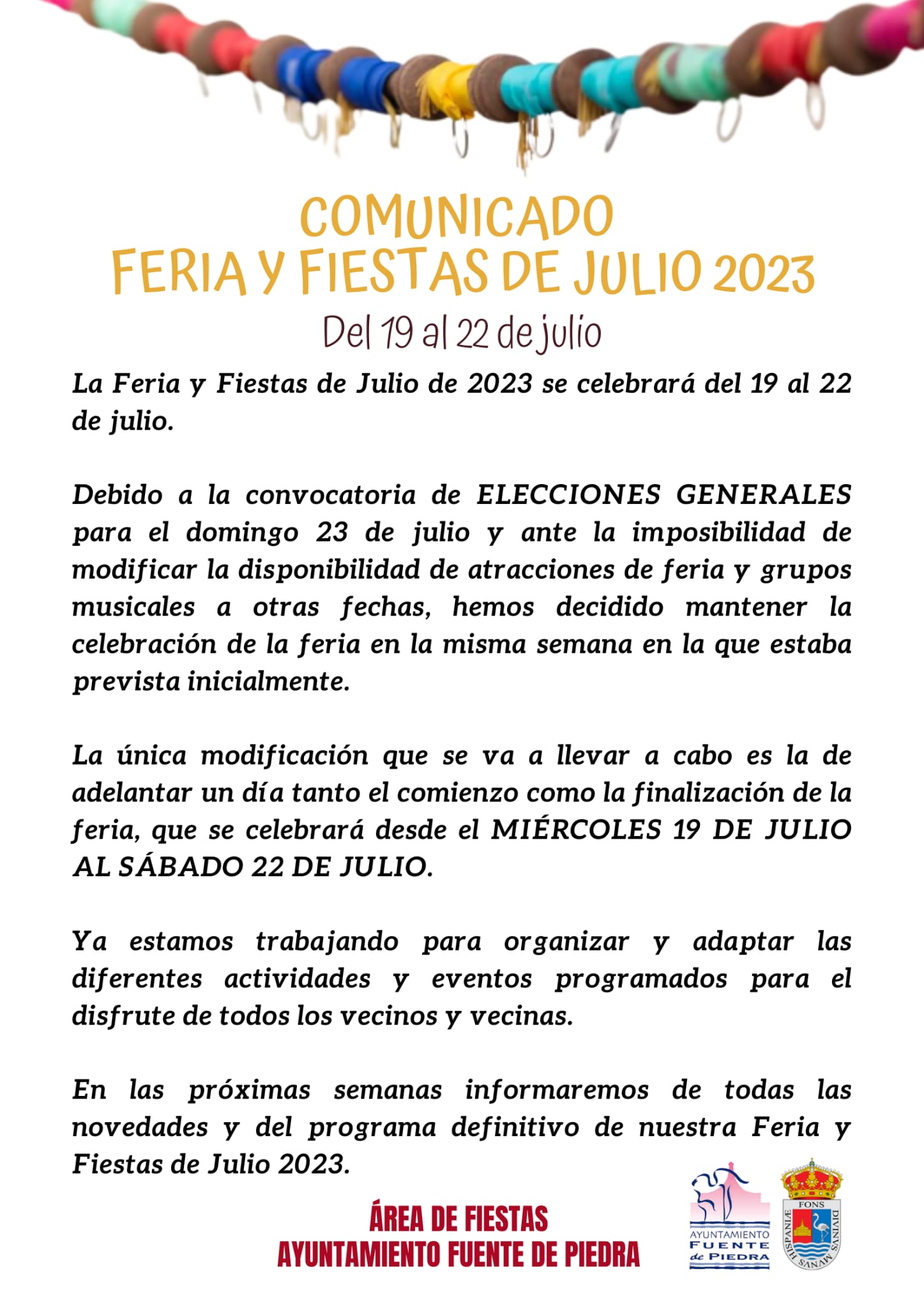 Feria date change 2023